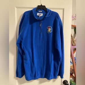 Disney Men's Royal Blue Quarter-Zip Fleece Pullover with Embroidered Mickey